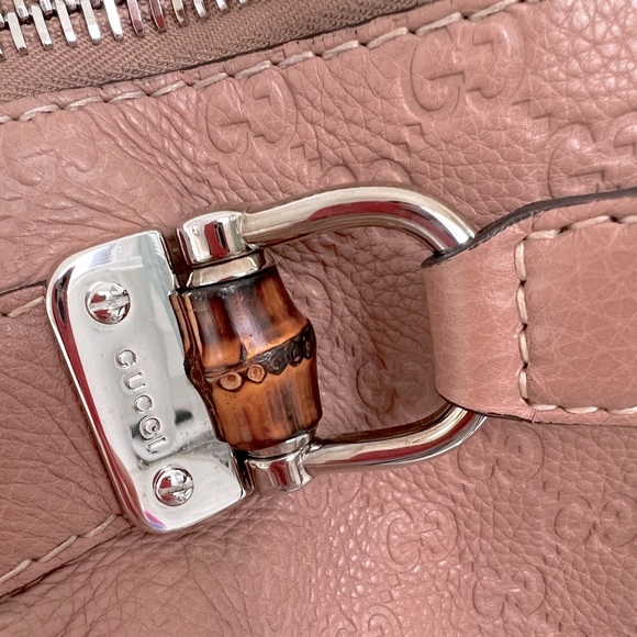GUCCI Antique Rose Guccissima Leather Bamboo Bar Medium Tote Bag - Picture 7 of 15